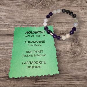 Aquarius Zodiac Gemstone Bracelet